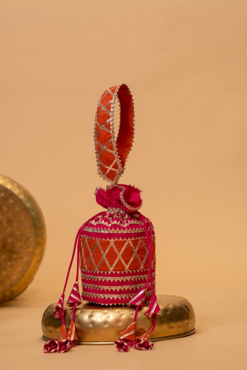 GULABI GOTA PATTI POTLI BAG - Pomcha Jaipur