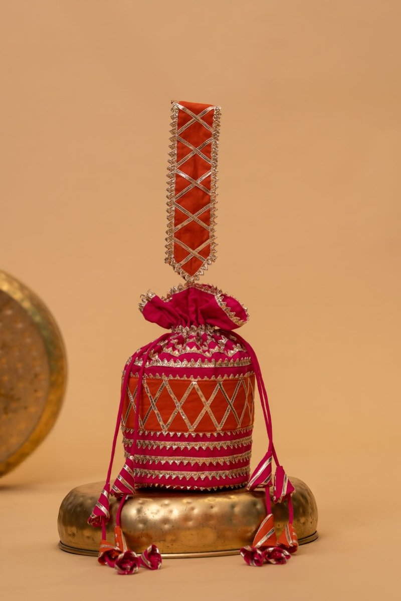GULABI GOTA PATTI POTLI BAG - Pomcha Jaipur