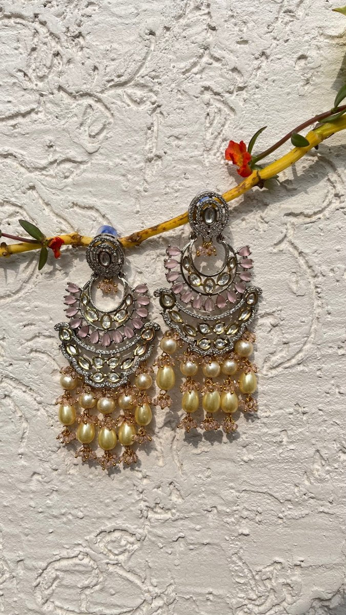 GULABI SILVER TONED PEARL EARRING - Pomcha Jaipur