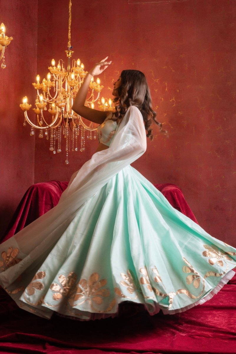 GULFIZAN SUFI MINT ORGANZA GOTA PATTI LEHENGA SETS WITH ORGANZA DUPATTA - Pomcha Jaipur