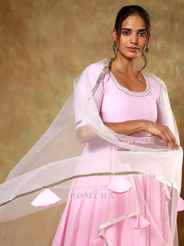 GUZARISH GULABI COTTON ANARKALI SET - Pomcha Jaipur