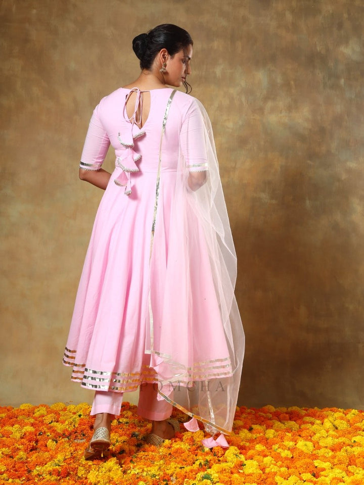 GUZARISH GULABI COTTON ANARKALI SET - Pomcha Jaipur