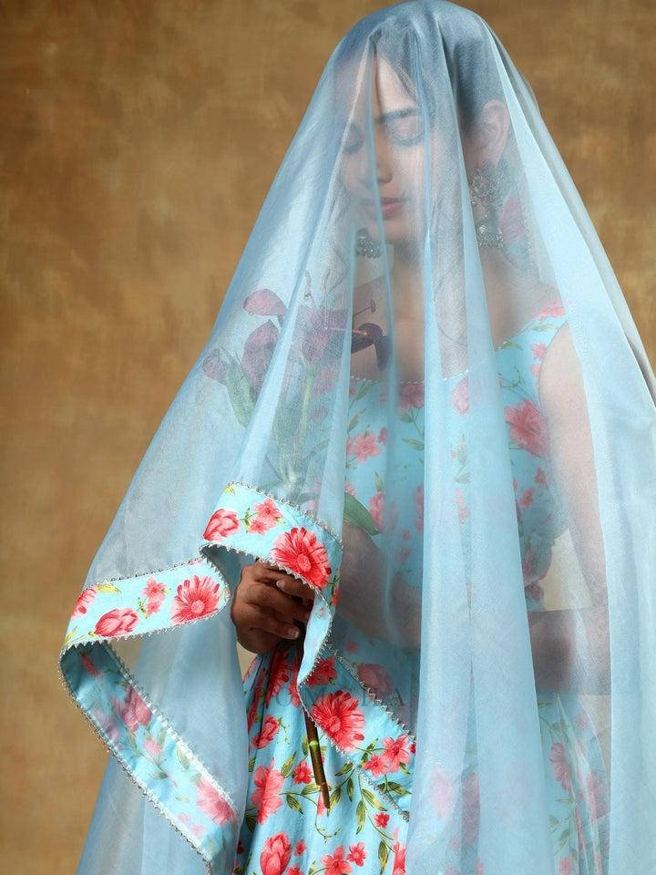 GUZARISH RED FLORAL ANARKALI SET - Pomcha Jaipur