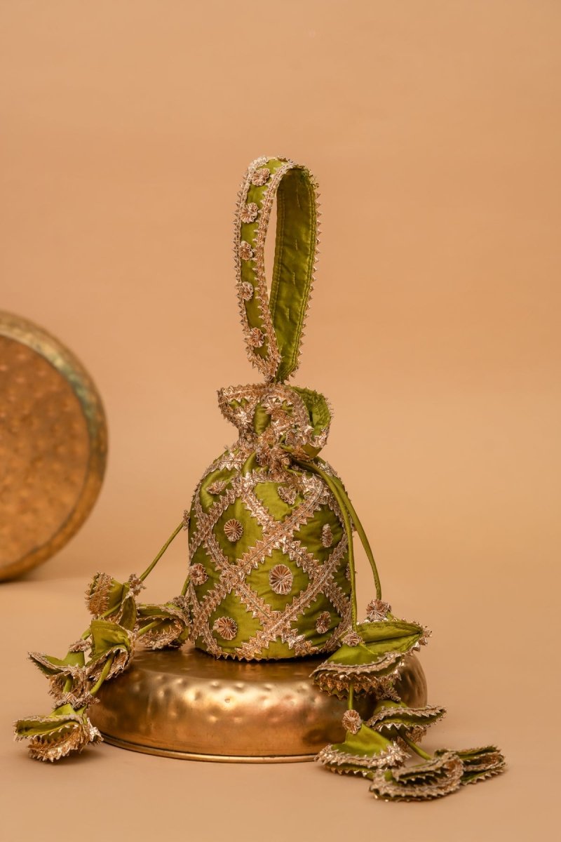 HARA RANG GOTA PATTI POTLI BAG - Pomcha Jaipur