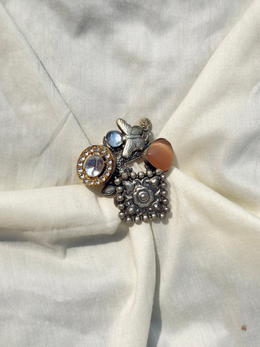 IMPERIAL TOPAZ SILVER OXIDISED RING - Pomcha Jaipur