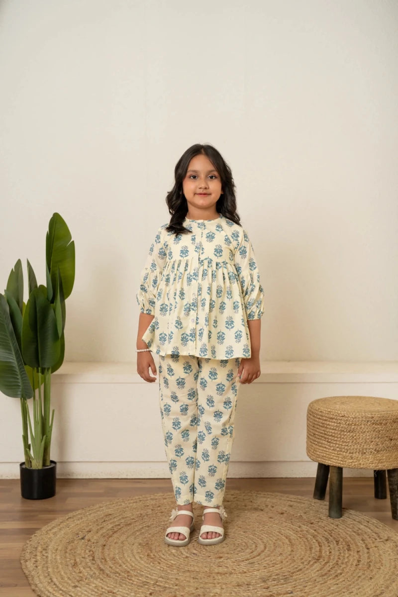KHILKARI BLUEBELL COTTN HAND BLOCK PRINT CO-ORD SET - Pomcha Jaipur