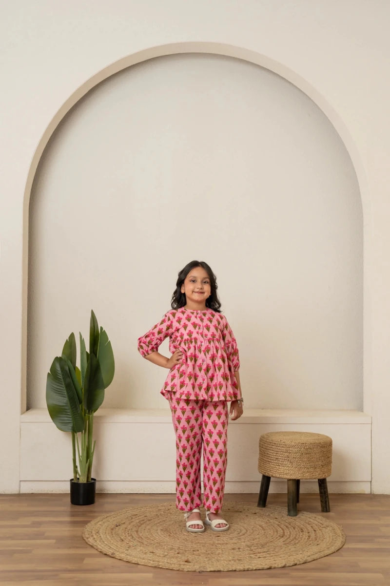 KHILKARI CANDY BLOSSOM HAND BLOCK PRINT COTTON CORD-SET - Pomcha Jaipur