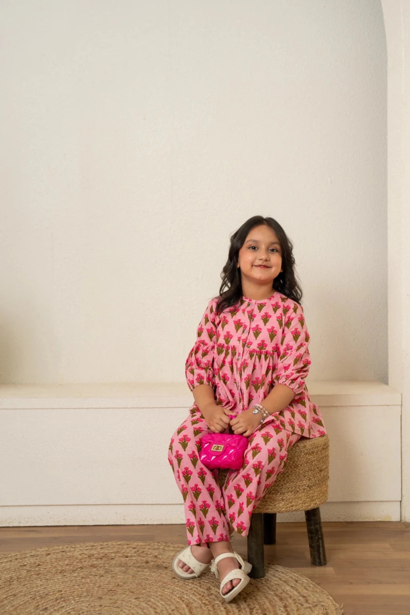 KHILKARI CANDY BLOSSOM HAND BLOCK PRINT COTTON CORD-SET - Pomcha Jaipur