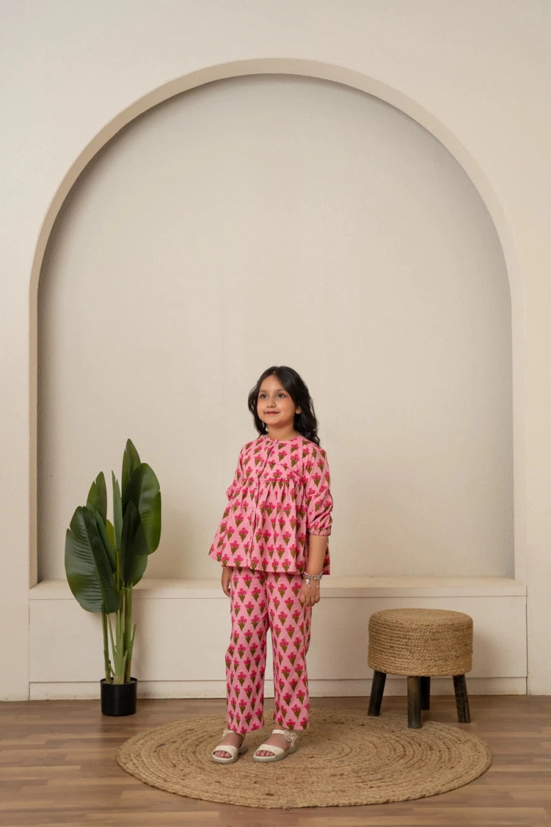 KHILKARI CANDY BLOSSOM HAND BLOCK PRINT COTTON CORD-SET - Pomcha Jaipur