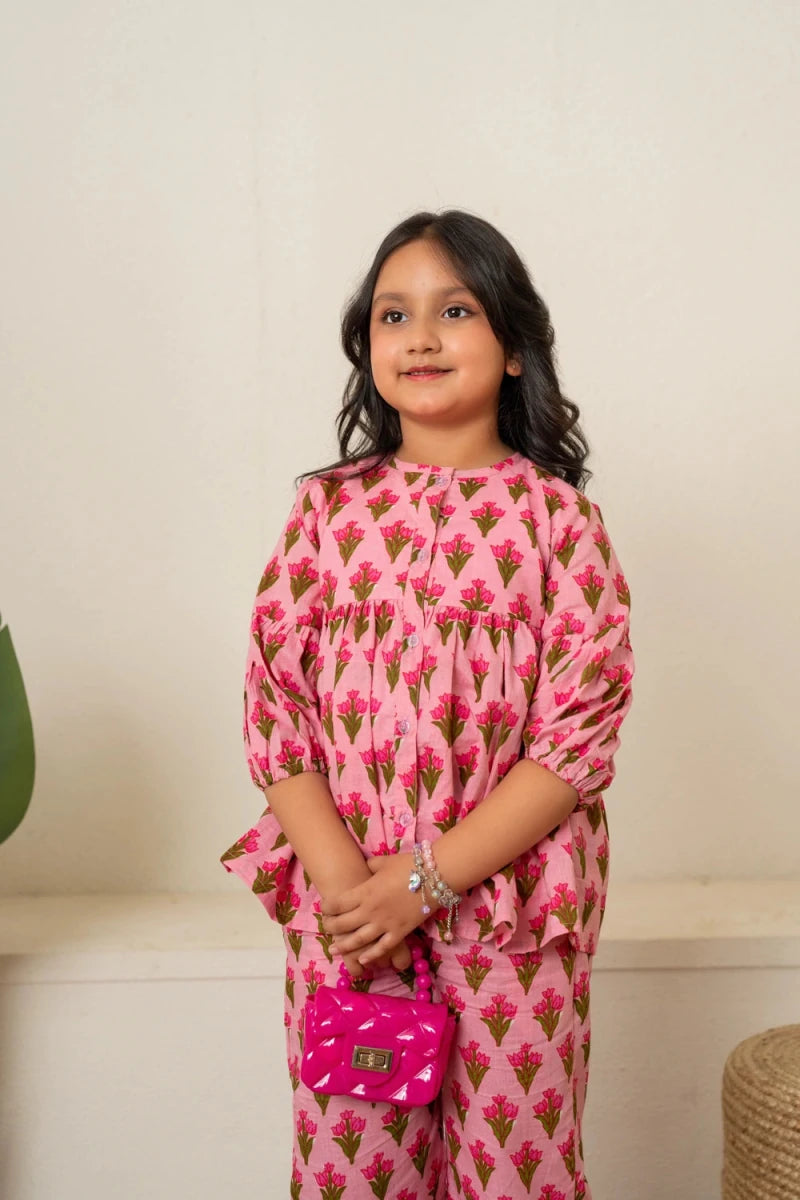 KHILKARI CANDY BLOSSOM HAND BLOCK PRINT COTTON CORD-SET - Pomcha Jaipur
