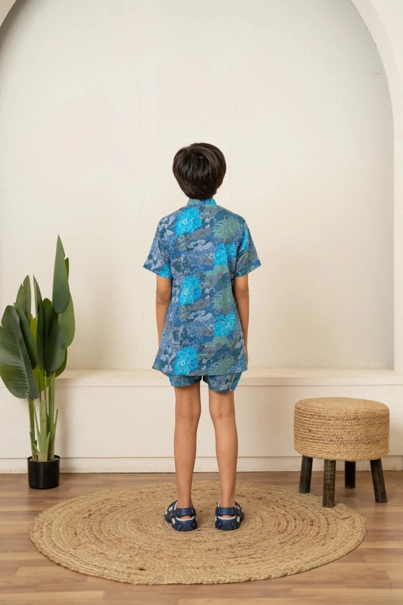 KHILKARI COOL BLUE SUMMERY COTTON CO-ORD SET - Pomcha Jaipur
