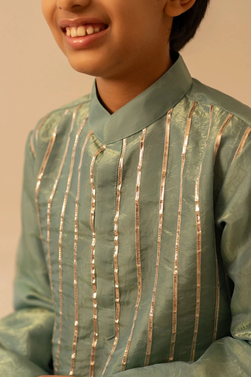 KHILKARI COSMOS BLUE KURTA SET - Pomcha Jaipur