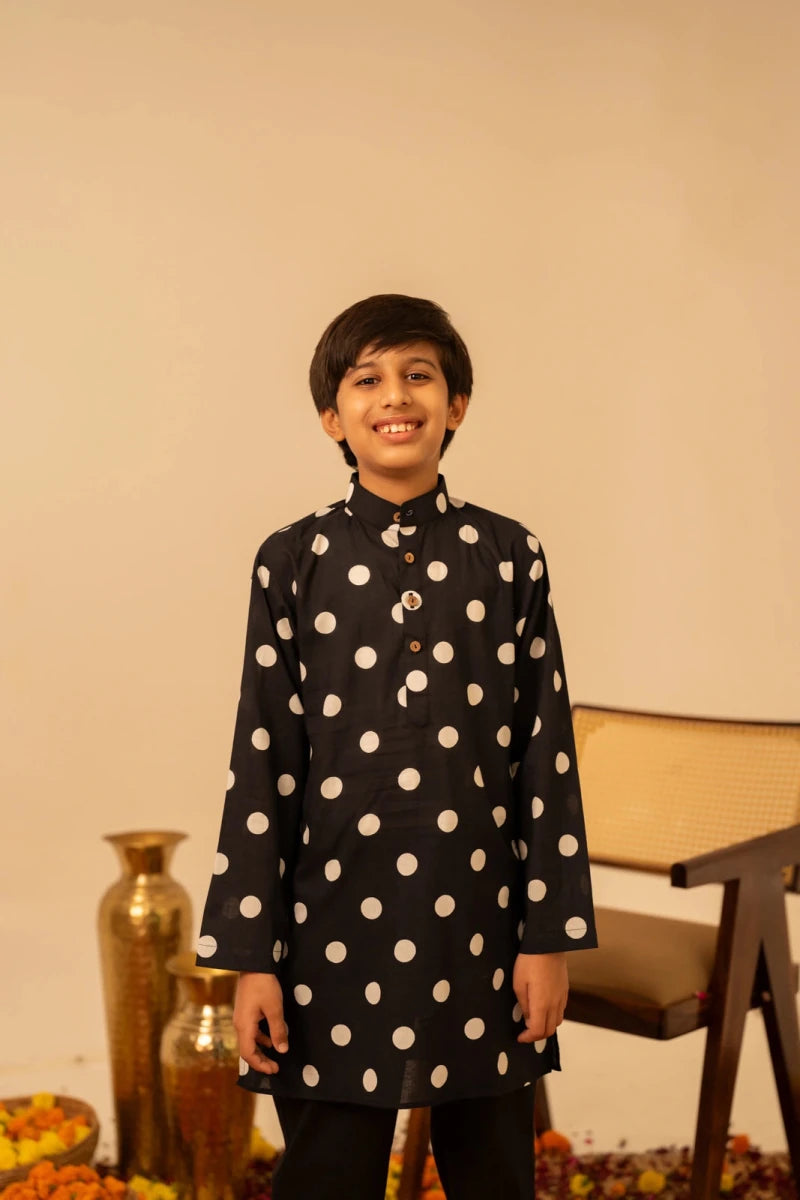 KHILKARI POLKA DOT COTTON KURTA SET - Pomcha Jaipur