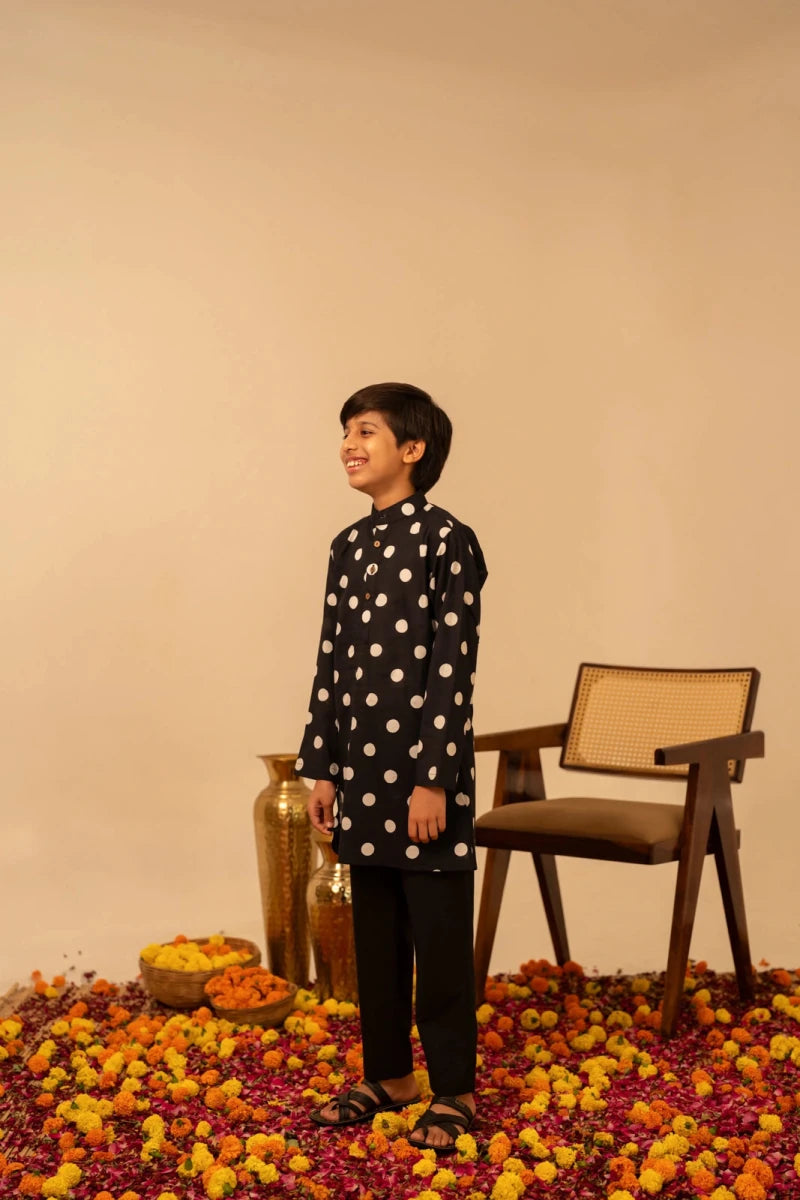 KHILKARI POLKA DOT COTTON KURTA SET - Pomcha Jaipur