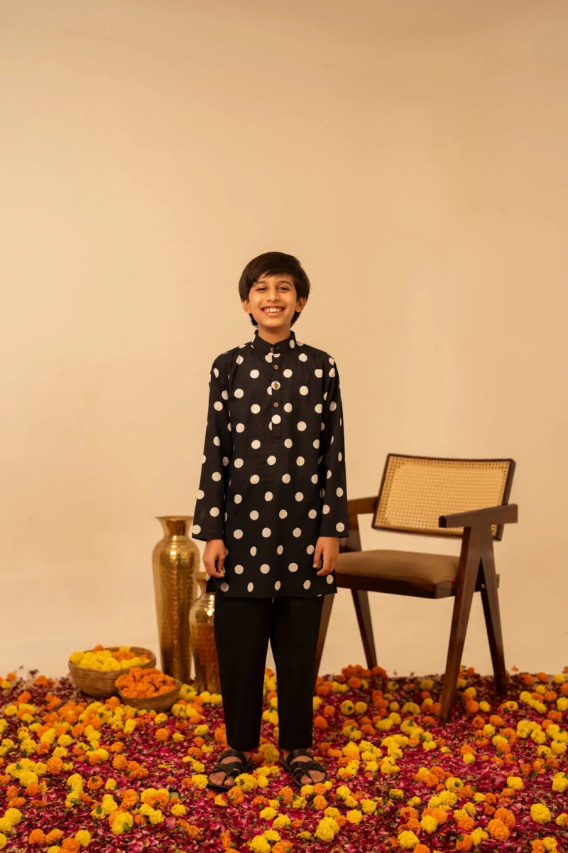 KHILKARI POLKA DOT COTTON KURTA SET - Pomcha Jaipur