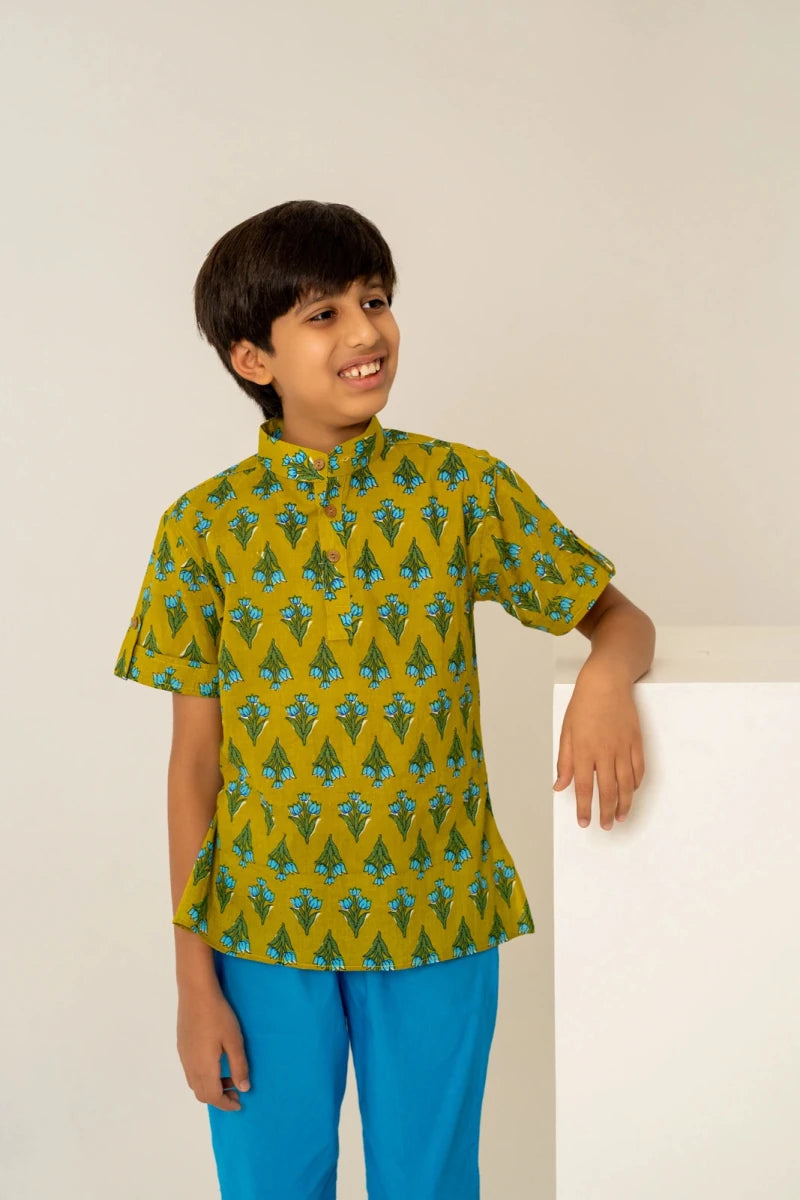 KHILKARI THE JOLLY JUNGLE HAND BLOCK COTTON SHIRT SET - Pomcha Jaipur