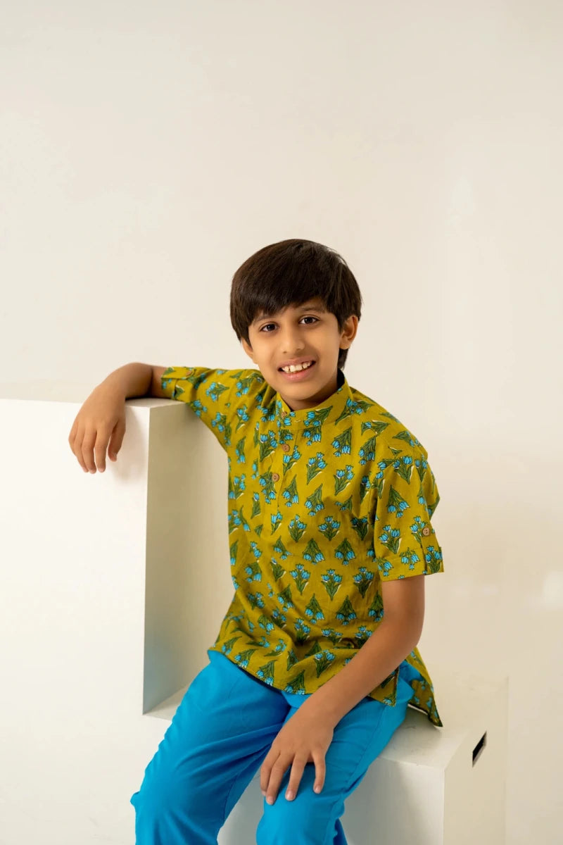 KHILKARI THE JOLLY JUNGLE HAND BLOCK COTTON SHIRT SET - Pomcha Jaipur