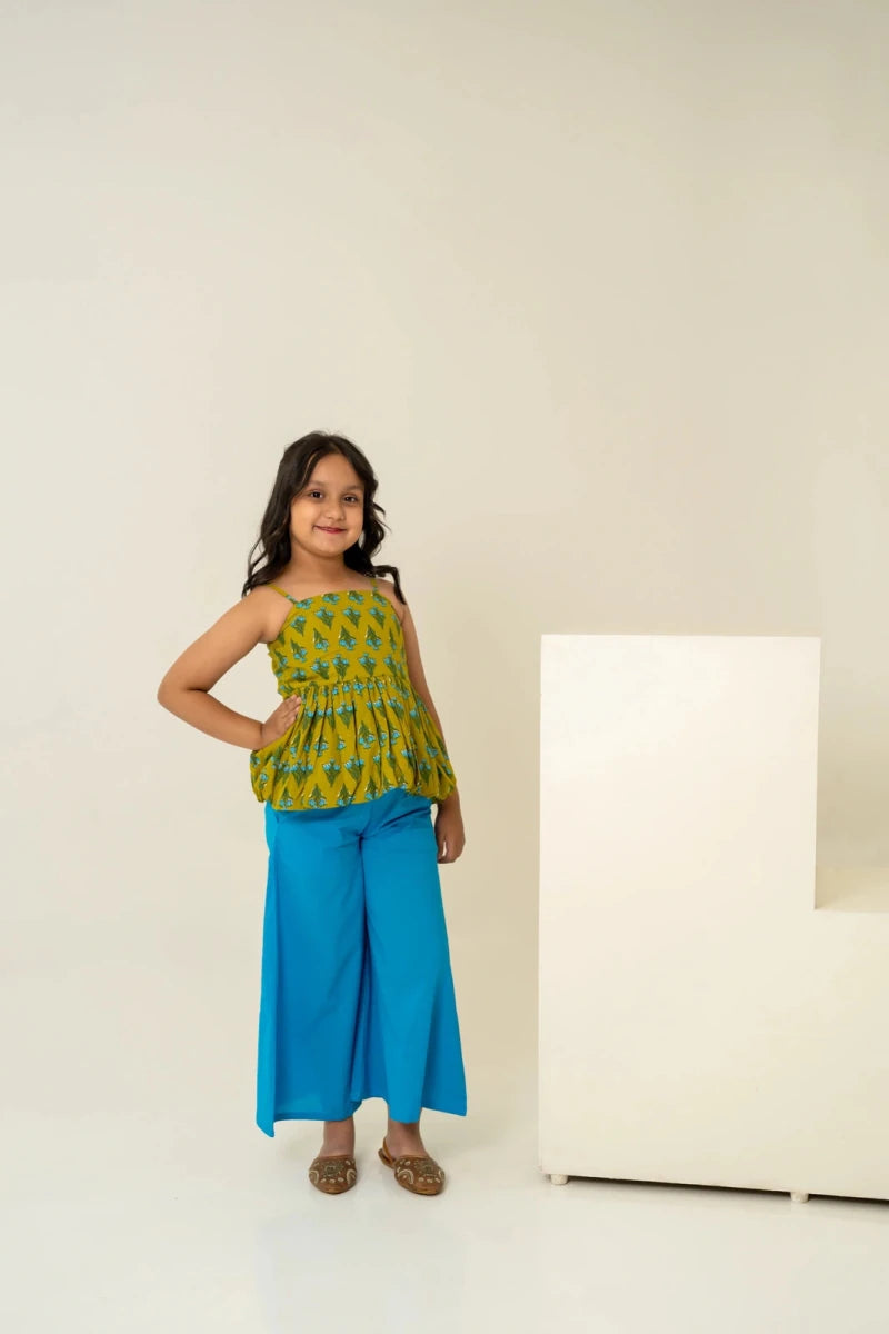 KHILKARI THE PEPPY PEPLUM COTTON HAND BLOCK CO-ORD SET - Pomcha Jaipur