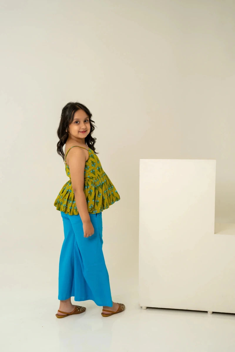 KHILKARI THE PEPPY PEPLUM COTTON HAND BLOCK CO-ORD SET - Pomcha Jaipur
