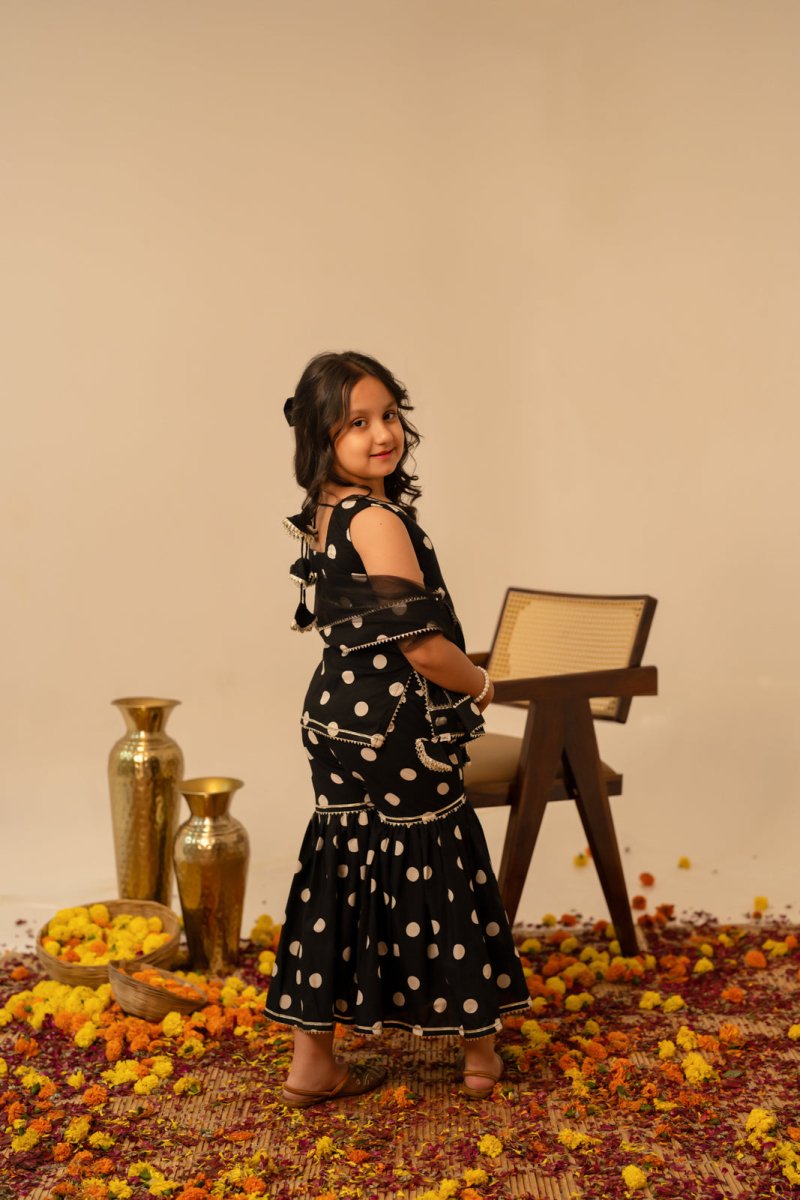 KHILKARI THE POLKA POP COTTON SHARARA SET - Pomcha Jaipur