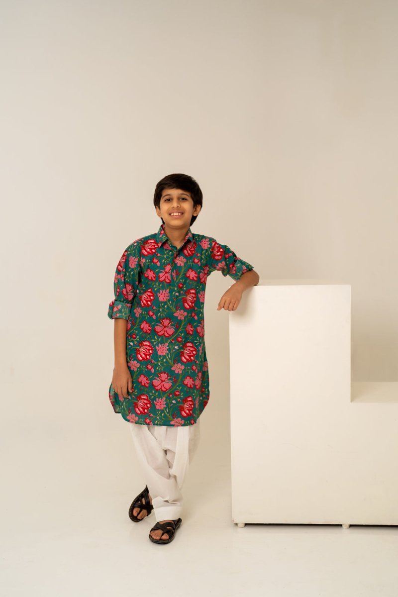 KHILKARI THE POP FLORAL COTTON KURTA SET - Pomcha Jaipur