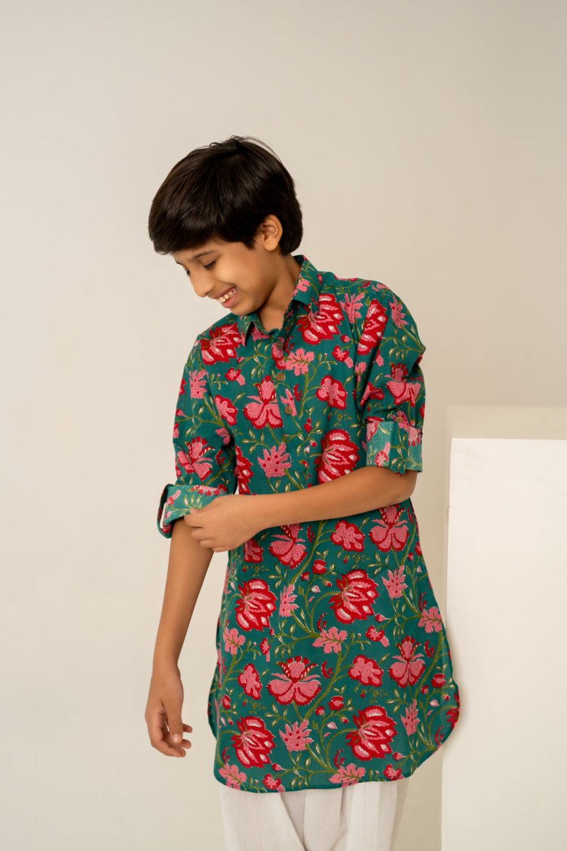 KHILKARI THE POP FLORAL COTTON KURTA SET - Pomcha Jaipur