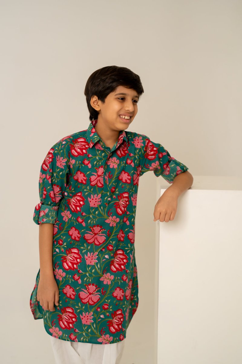 KHILKARI THE POP FLORAL COTTON KURTA SET - Pomcha Jaipur