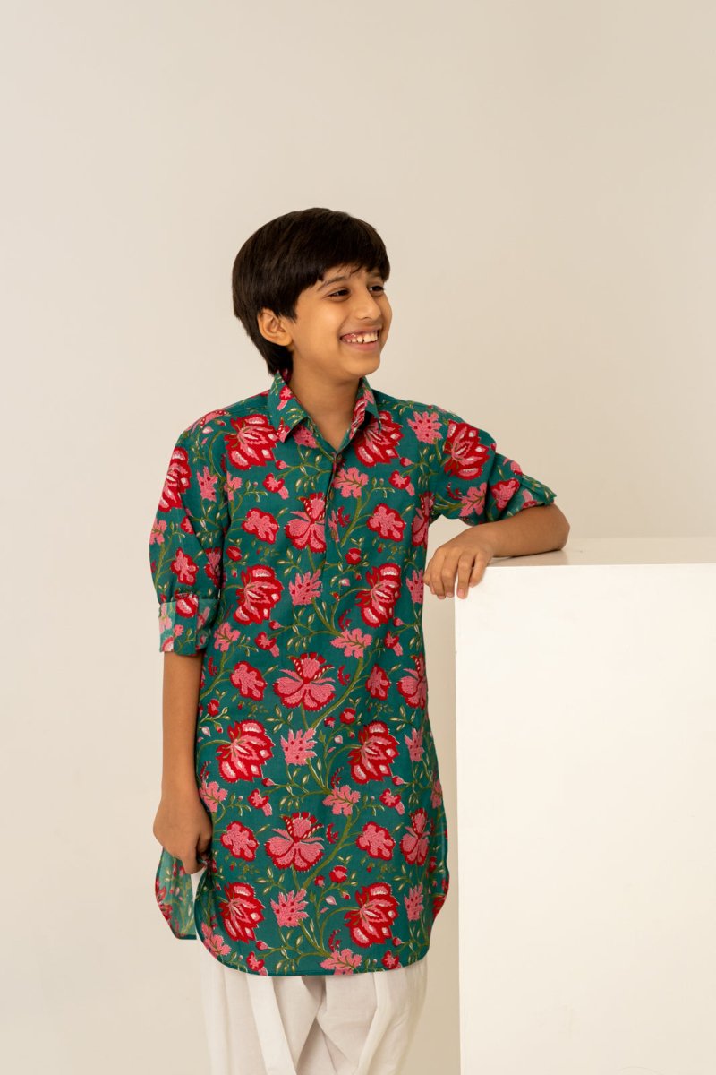 KHILKARI THE POP FLORAL COTTON KURTA SET - Pomcha Jaipur