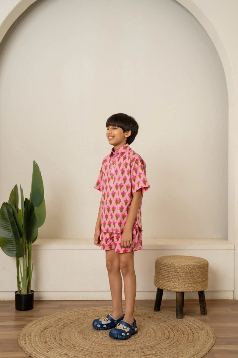 KHILKARI TINY TULIP COTTON HAND-BLOCK CO-ORD SET - Pomcha Jaipur