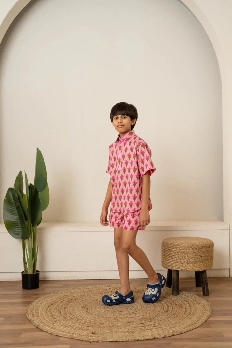 KHILKARI TINY TULIP COTTON HAND-BLOCK CO-ORD SET - Pomcha Jaipur