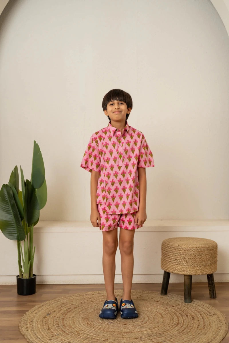 KHILKARI TINY TULIP COTTON HAND-BLOCK CO-ORD SET - Pomcha Jaipur