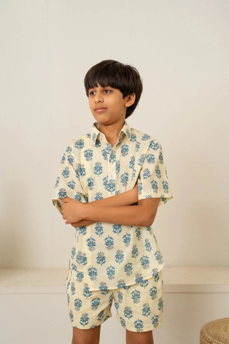 KHLKARI TINY MOTIF HAND BLOCK PRINT COTTON CO-ORD SET - Pomcha Jaipur