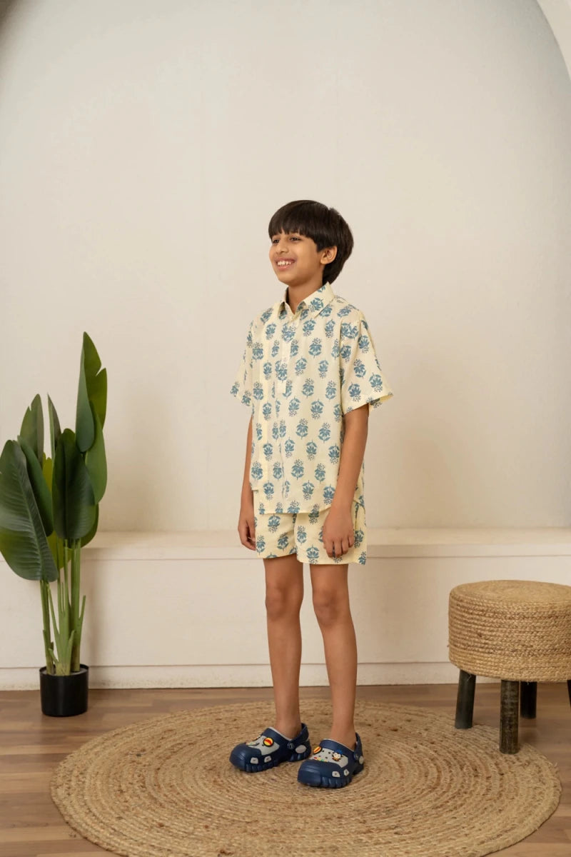 KHLKARI TINY MOTIF HAND BLOCK PRINT COTTON CO-ORD SET - Pomcha Jaipur