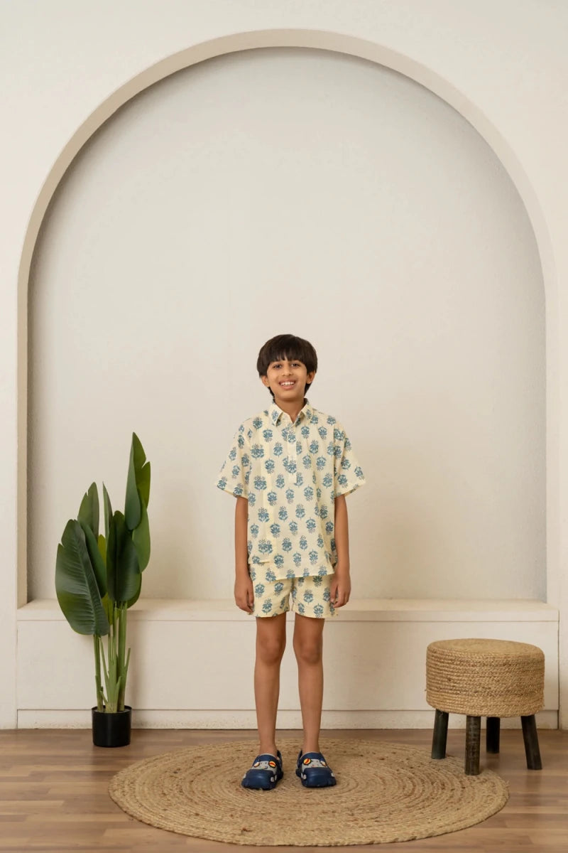 KHLKARI TINY MOTIF HAND BLOCK PRINT COTTON CO-ORD SET - Pomcha Jaipur