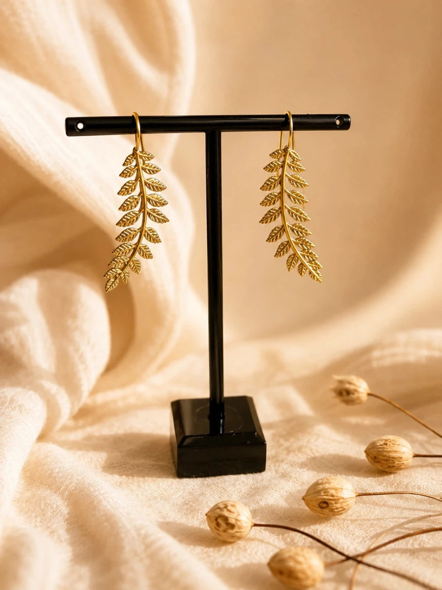LEAF WHISPER DROPS EARRINGS - Pomcha Jaipur