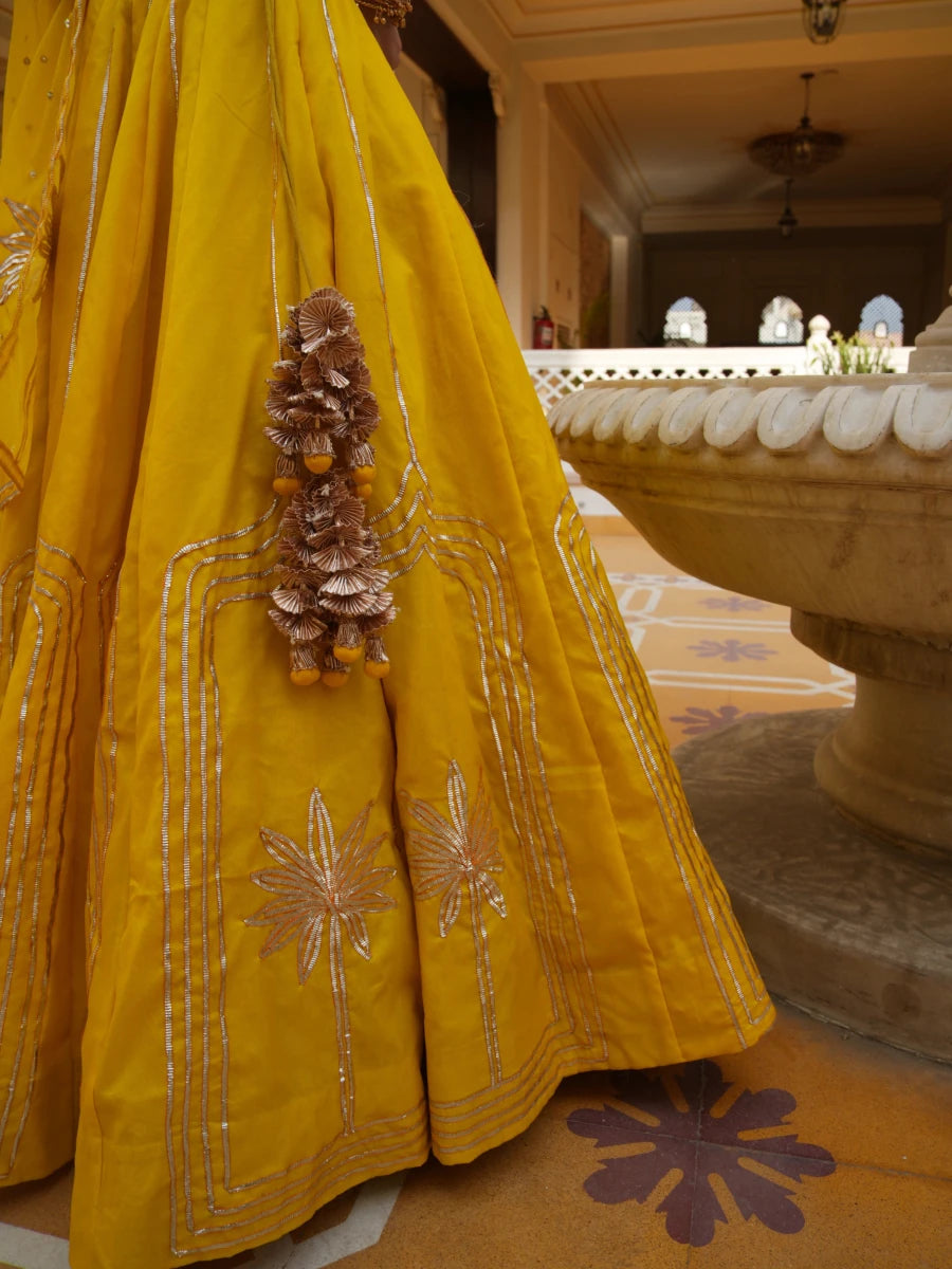 MEHFIL BASANT BAHAR ORGANZA GOTA PATTI LEHENGA SET WITH ORGANZA DUPATTA - Pomcha Jaipur