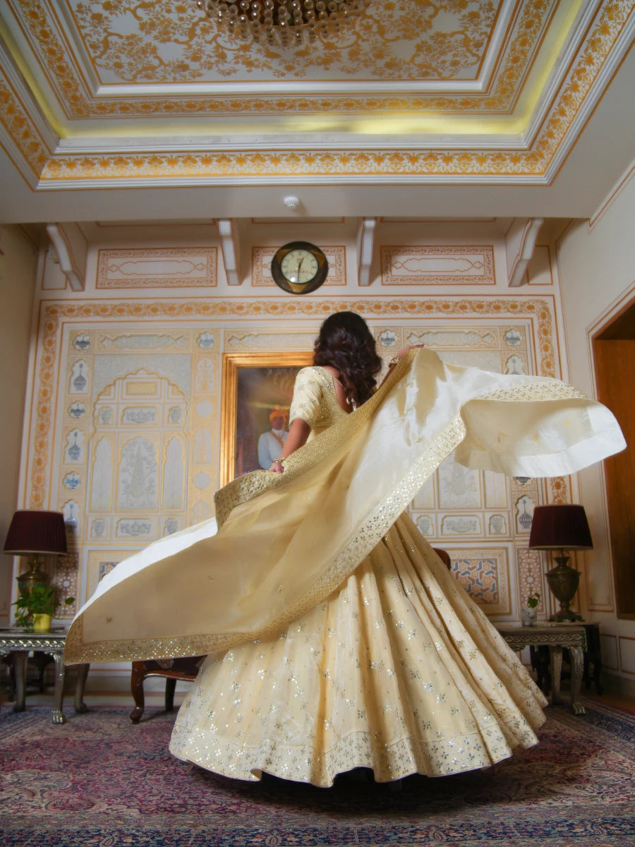 MEHFIL SUNEHRI GOLD GOTA PATTI KARIGARI COSMO LEHENGA SET WITH DUPATTA - Pomcha Jaipur