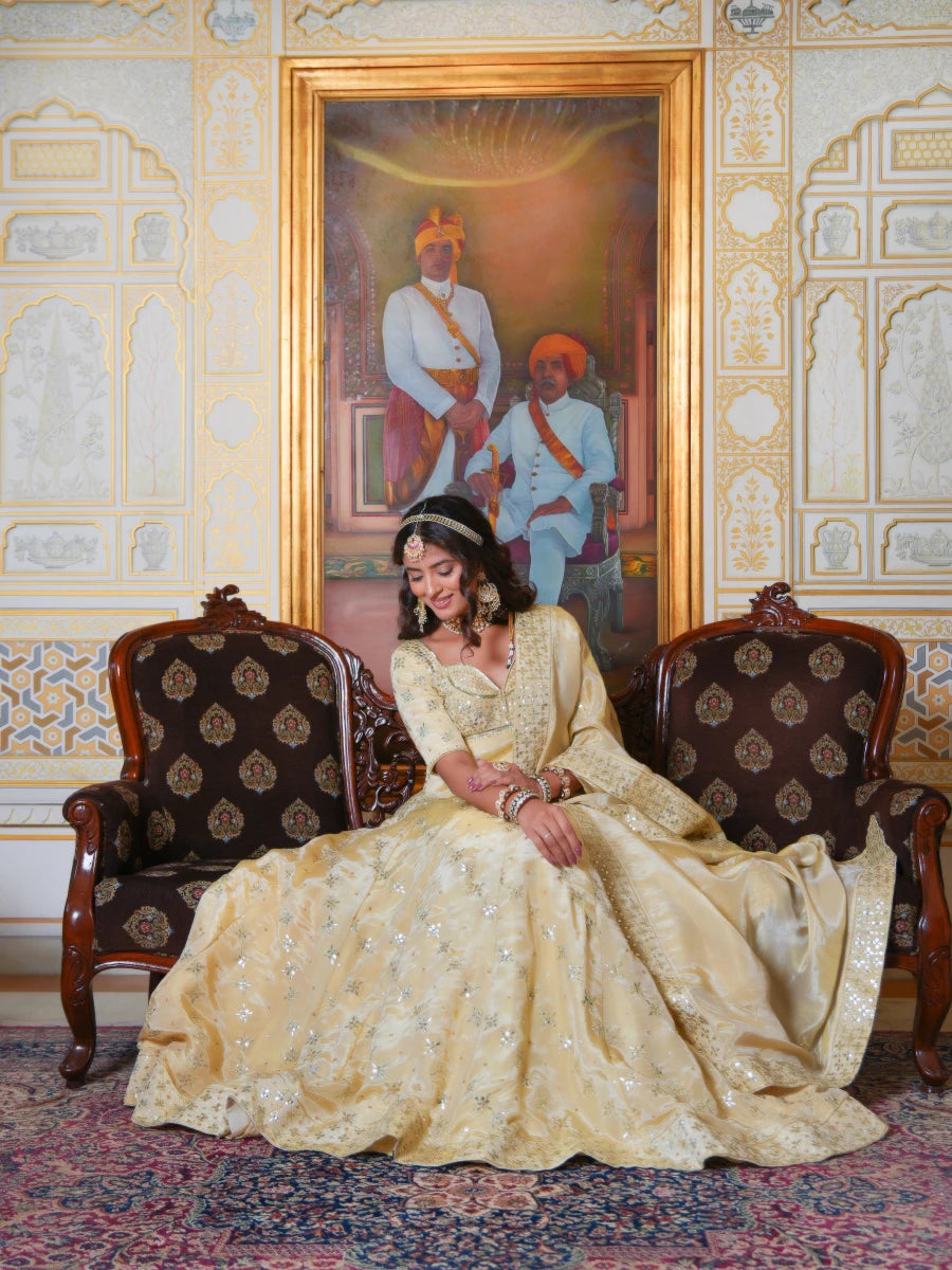 MEHFIL SUNEHRI GOLD GOTA PATTI KARIGARI COSMO LEHENGA SET WITH DUPATTA - Pomcha Jaipur