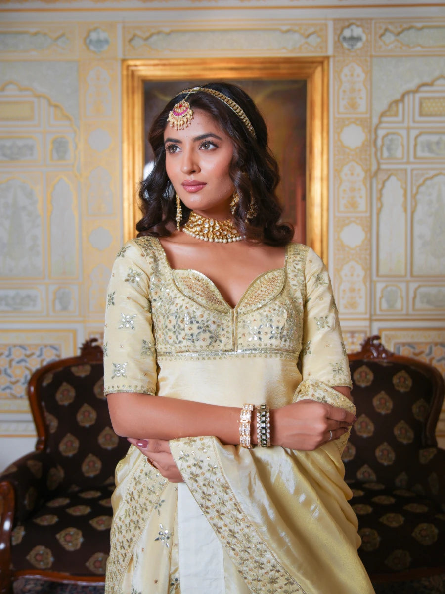 MEHFIL SUNEHRI GOLD GOTA PATTI KARIGARI COSMO LEHENGA SET WITH DUPATTA - Pomcha Jaipur