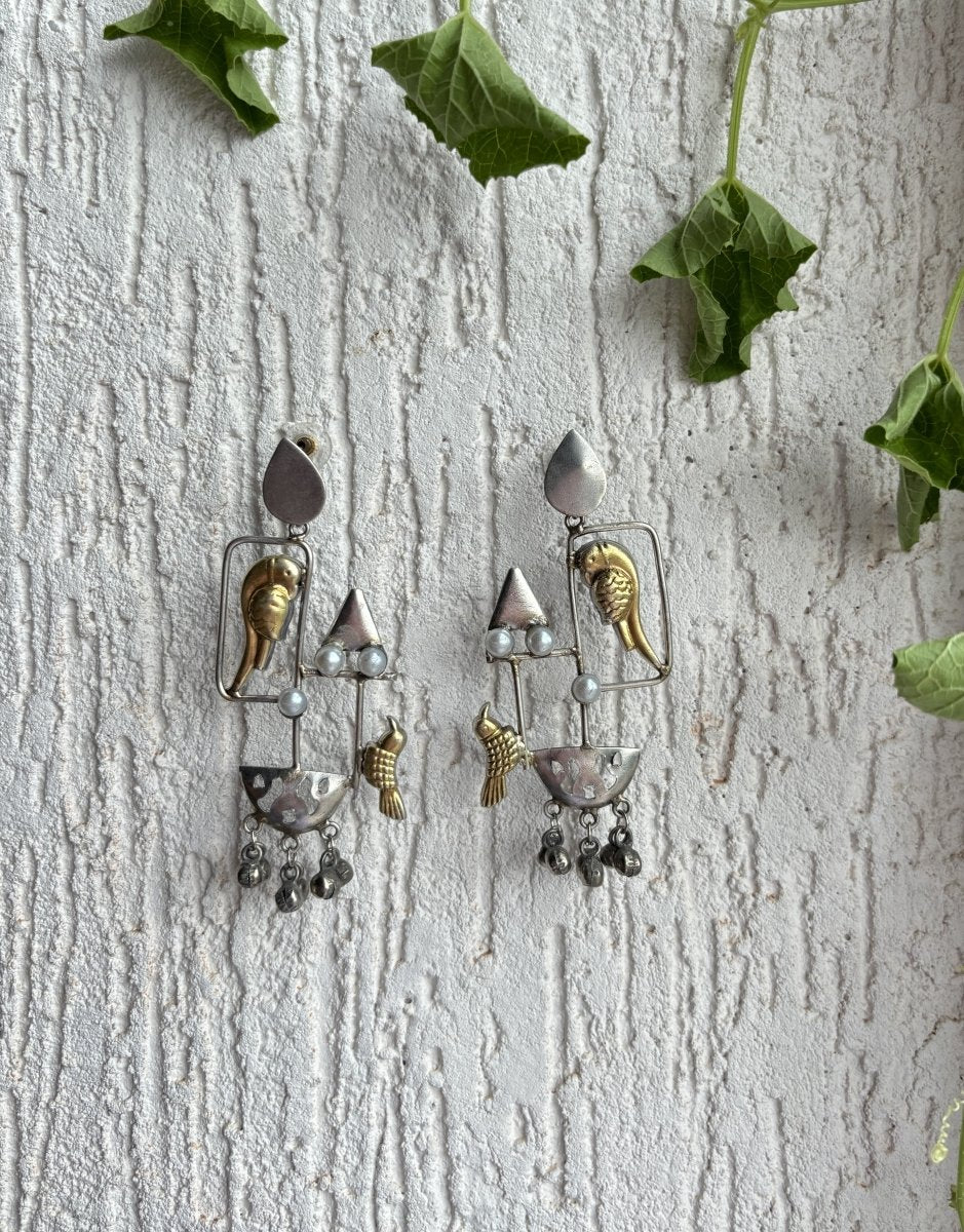 MITTALI OXIDISED SILVER EARRING SET - Pomcha Jaipur