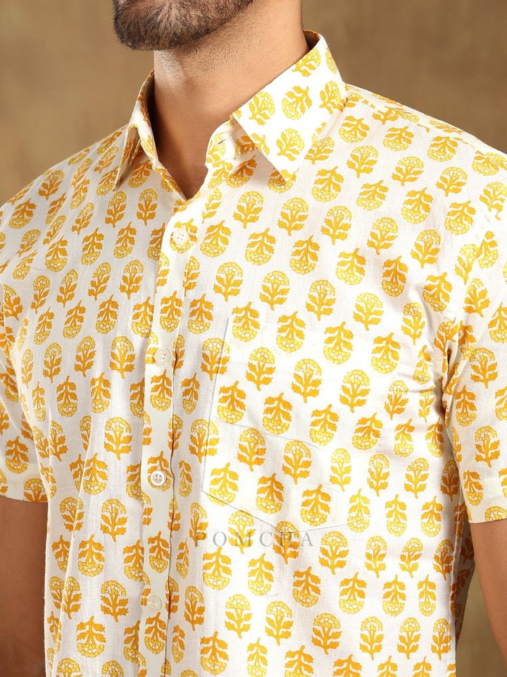 MOGRA HAND BLOCK COTTON SHIRT - Pomcha Jaipur