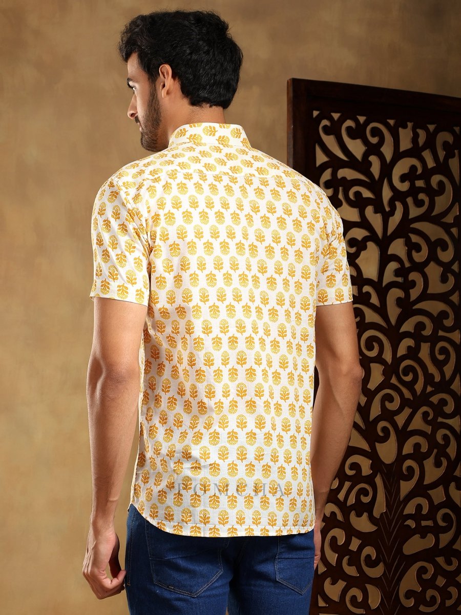 MOGRA HAND BLOCK COTTON SHIRT - Pomcha Jaipur