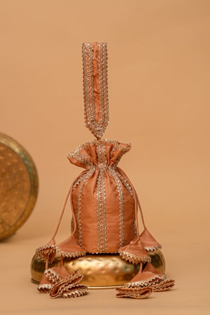 MUSTURD MIST GOTA PATTI POTLI BAG - Pomcha Jaipur