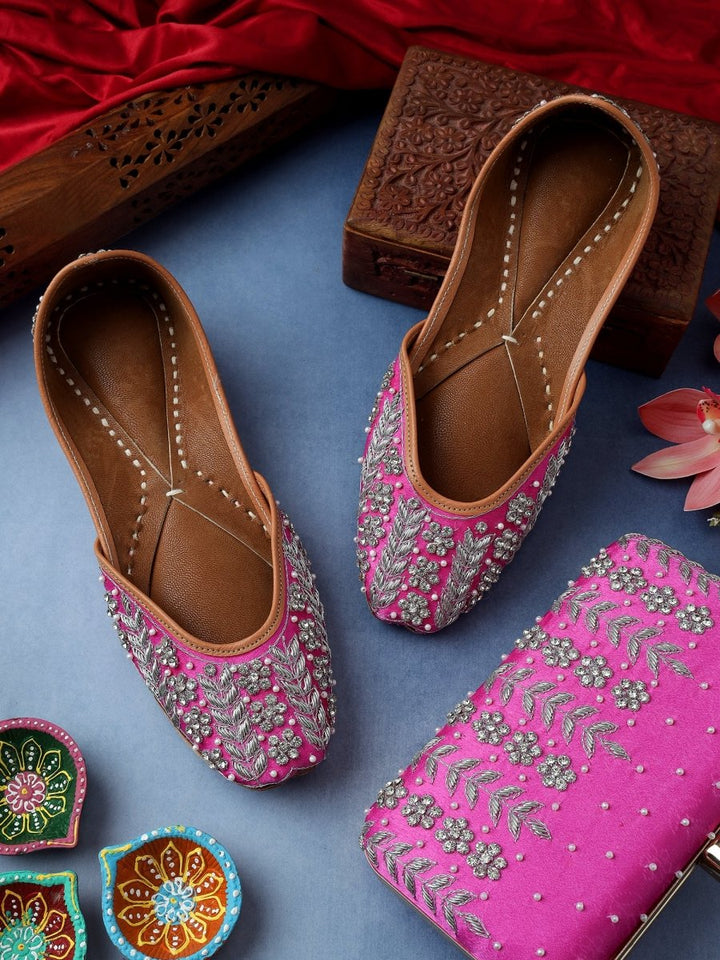 NOORI HOT PINK JUTTI CLUTCH COMBO - Pomcha Jaipur