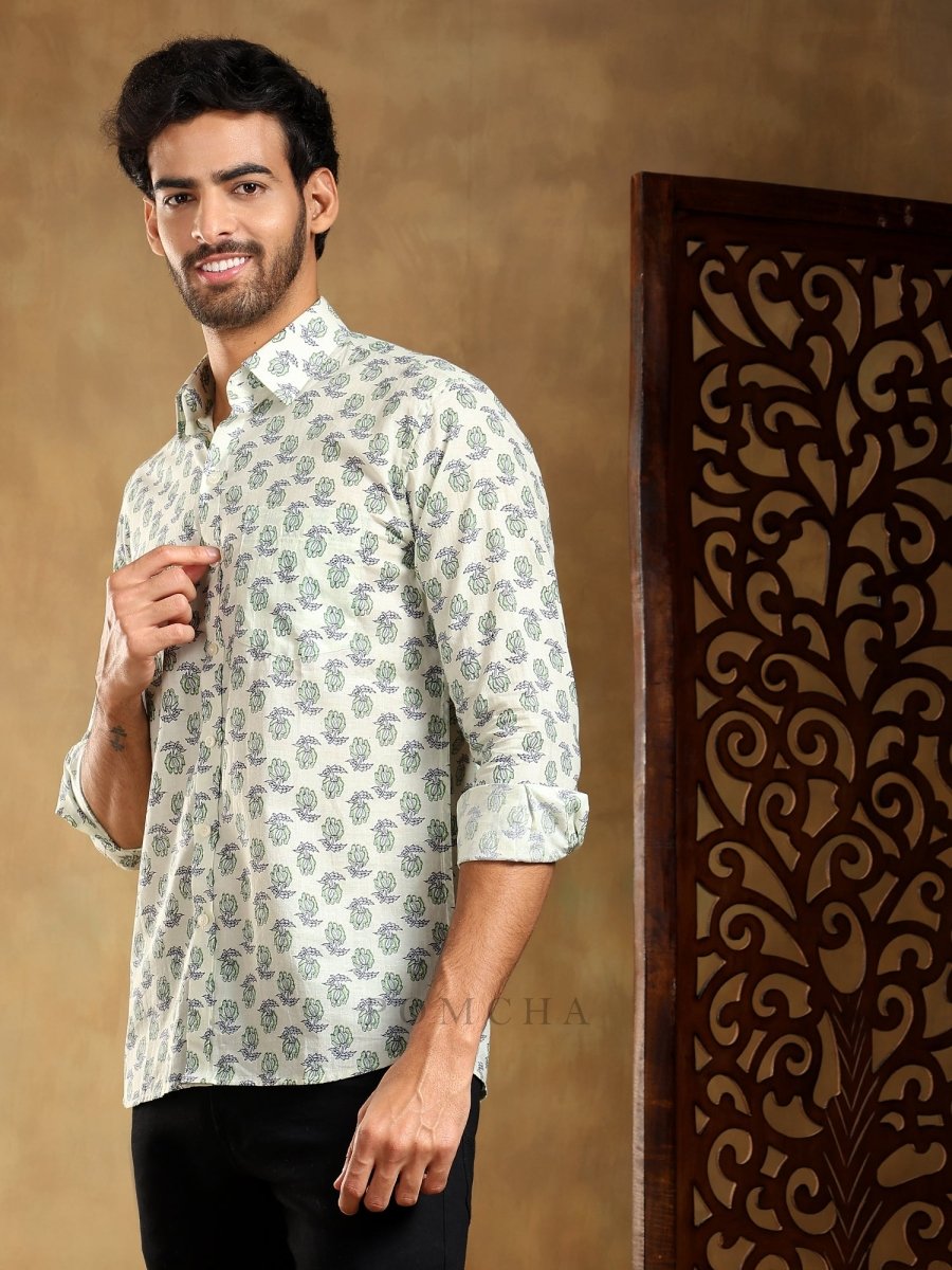 PARKSHIT COTTON HAND BLOCK SHIRT - Pomcha Jaipur