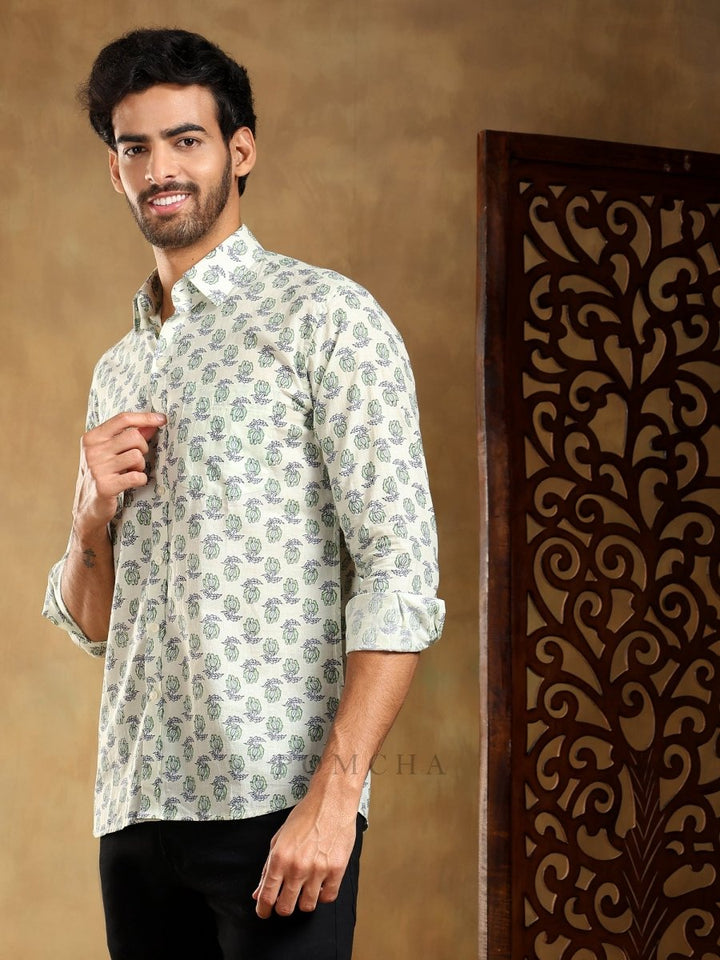 PARKSHIT COTTON HAND BLOCK SHIRT - Pomcha Jaipur