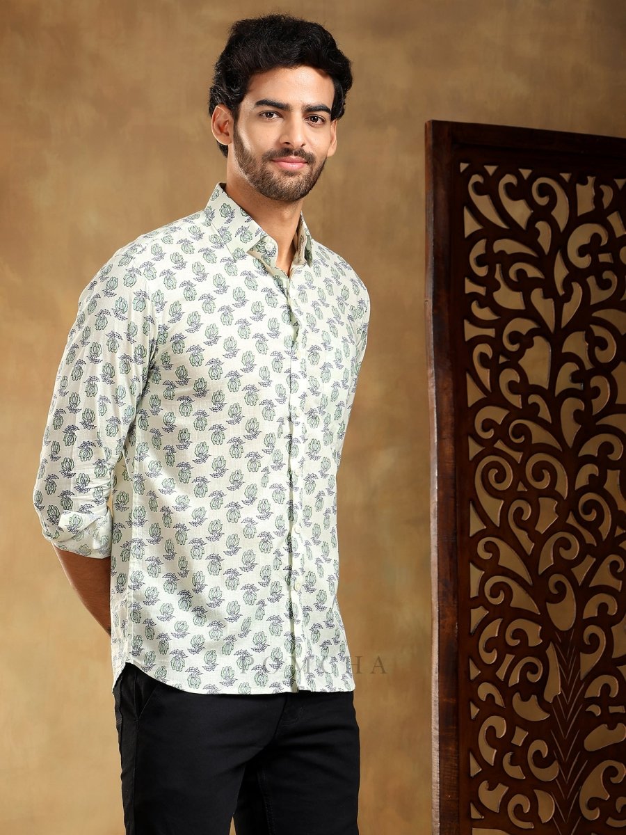 PARKSHIT COTTON HAND BLOCK SHIRT - Pomcha Jaipur