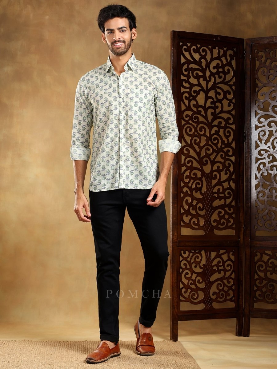 PARKSHIT COTTON HAND BLOCK SHIRT - Pomcha Jaipur