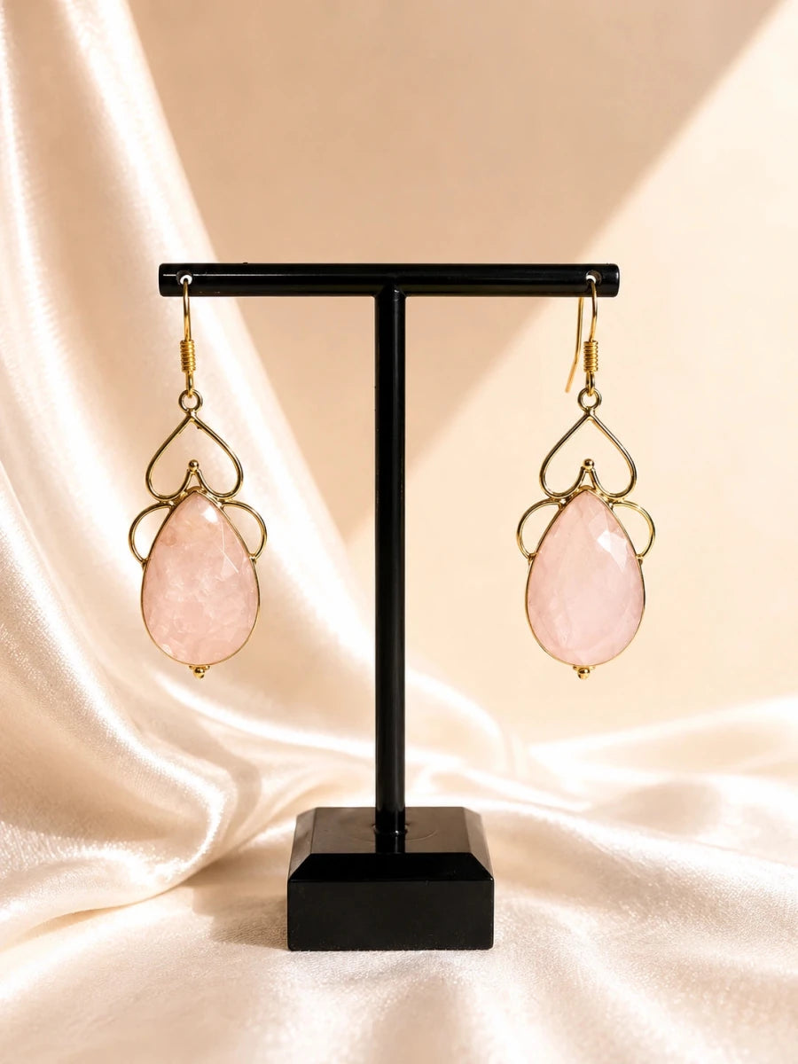 PINK BLUSH GLAM DROP EARRINGS - Pomcha Jaipur