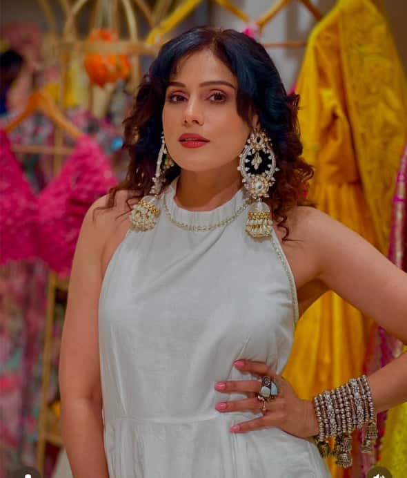 PURE COTTON ANARKALI SET WITH MIRROR WORK ORGANZA DUPATTA - Pomcha Jaipur